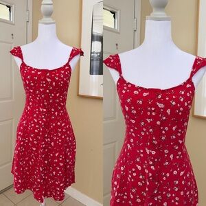 Mossimo Supply Co. Red Floral Mini Dress 100% Rayon Size Small